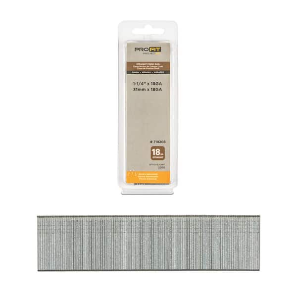 1-1/4 in. x 18GA Straight Electrogalvanized Collated Brad Nails (1000-Per Box)