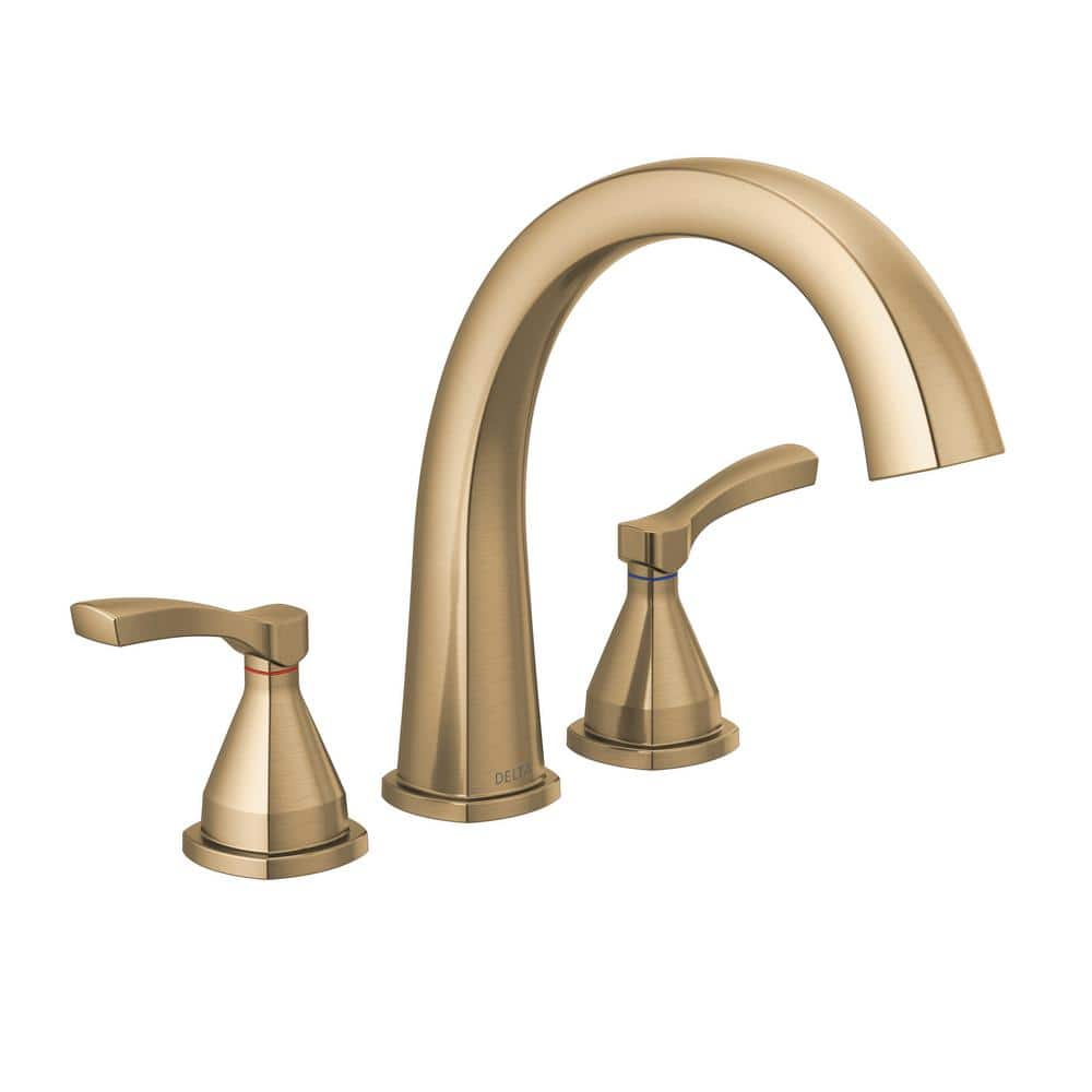 Delta Stryke 2-Handle Deck Mount Roman Tub Faucet Trim Kit in Champagne ...