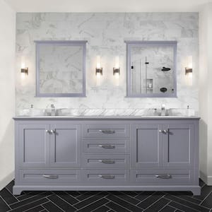 Dukes 80 in. W x 22 in. D Dark Grey Double Bath Vanity, Carrara Marble Top, and 30 in. Mirrors