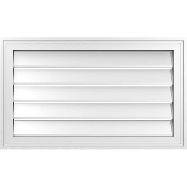 Ekena Millwork 30" x 18" Vertical Surface Mount PVC Gable Vent: Functional with Brickmould Frame