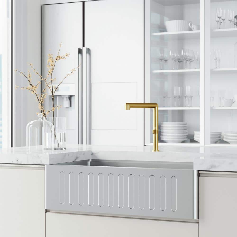 Jewel 11" Brushed Gold Single Handle Kitchen Faucet