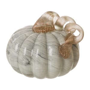 4.13 in. H Pumpkin Marble Small Short Glass in Gray