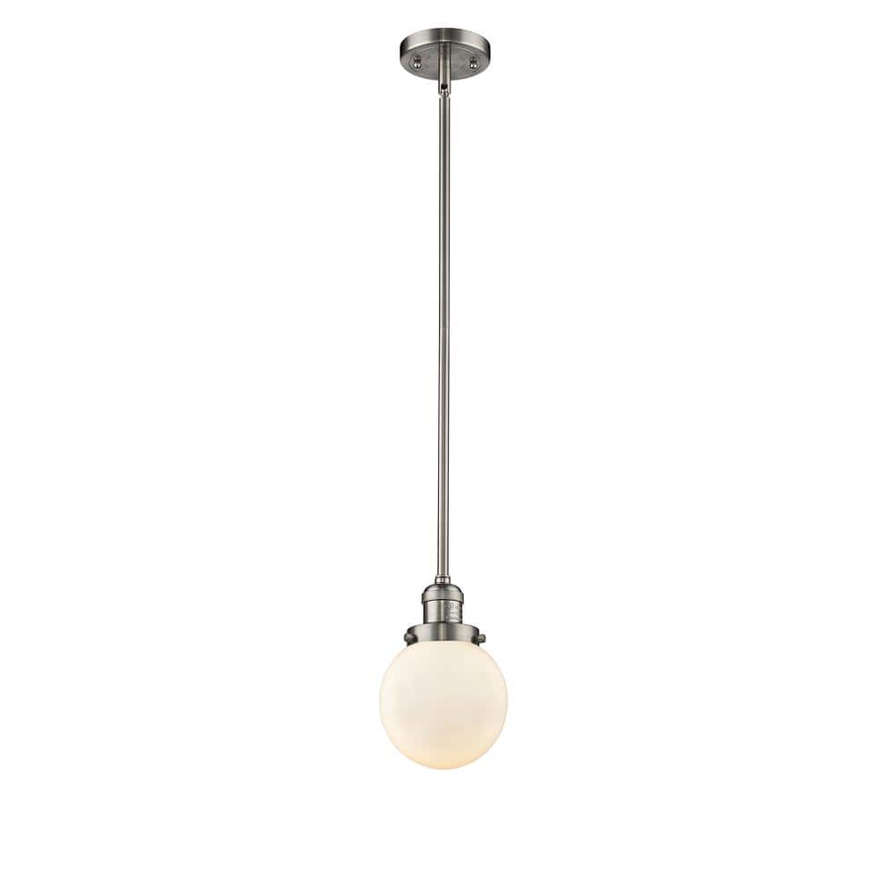 Beacon 60-Watt 1 Light Brushed Satin Nickel Shaded Mini Pendant Light with Frosted glass Frosted Glass Shade price history on PriceWatchPro