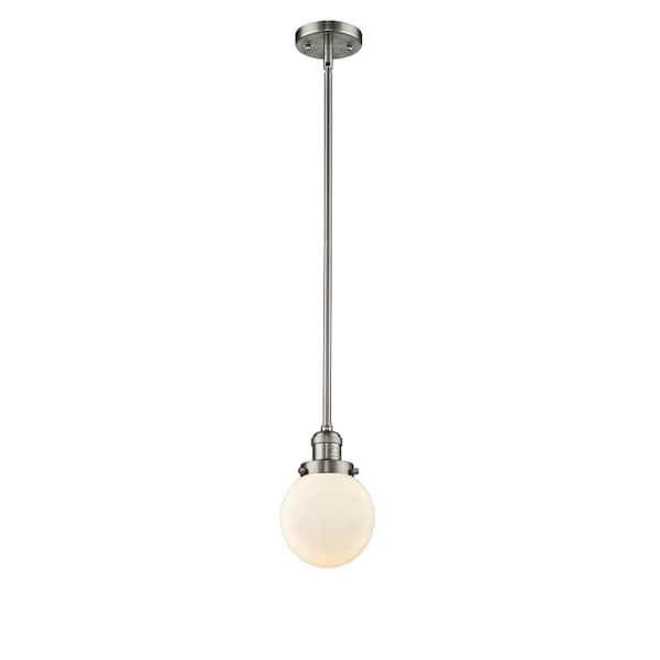 Innovations Beacon 60-Watt 1 Light Brushed Satin Nickel Shaded Mini Pendant Light with Frosted glass Frosted Glass Shade