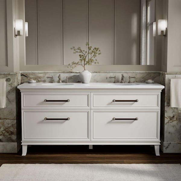 Artifacts 72 in. Double Sink Bath Vanity Cabinet without Top in Linen White