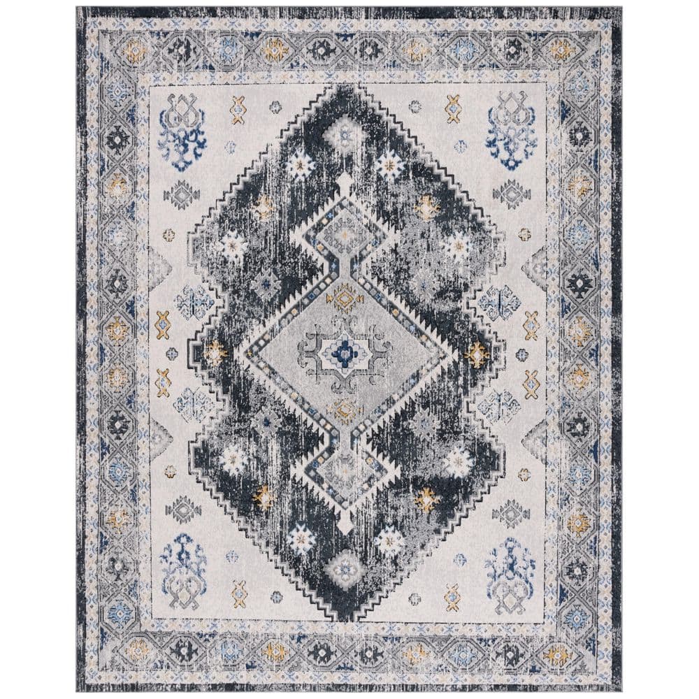 Odyssey 8 ft. x 10 ft. Dark Gray/Blue Gold Ornate Border Area Rug price history on PriceWatchPro