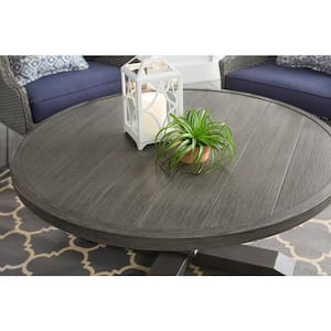 43 in. Grayson Ash Gray Round Steel Outdoor Patio Coffee Table