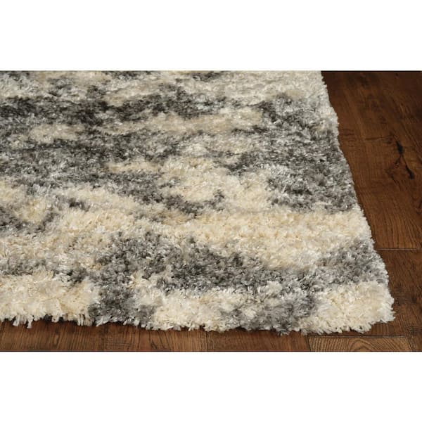 Rune Ivory/Gray 5 ft. x 8 ft. Gradient Shag Area Rug