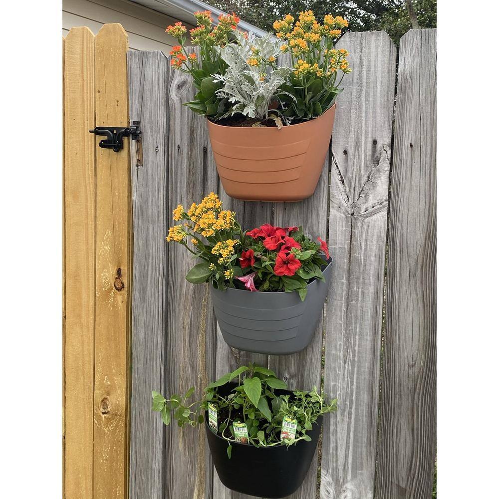 Black 12" Self-Watering Wall Planter for Indoor/Outdoor Use