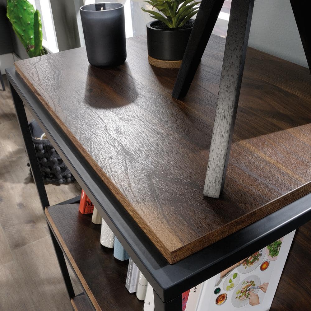 Grand Walnut and Black Metal Accent Storage Cabinet