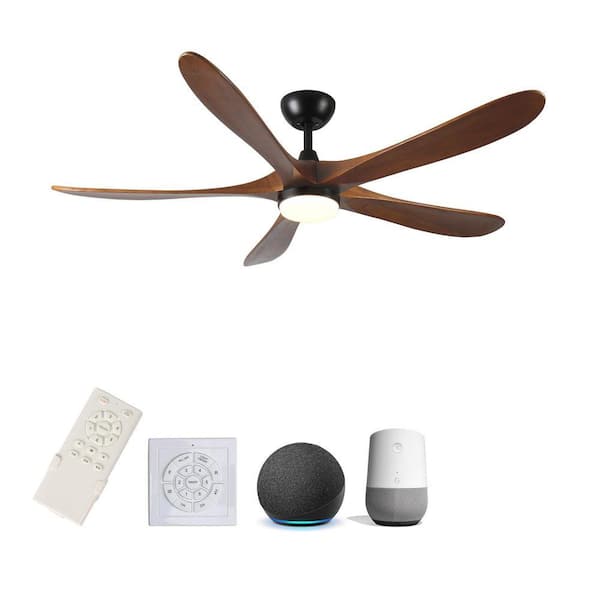 TT 62 in. Indoor Solid Wood Ceiling Fan with Integrated LED Light Kit and Remote Control