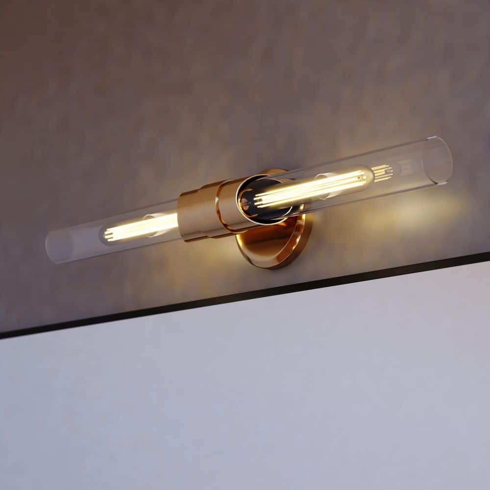 Webster Natural Brass Cylinder Dimmable Vanity Light