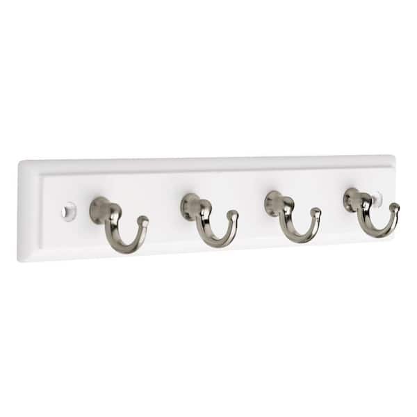 Liberty 9 in. White and Satin Nickel Key Rack