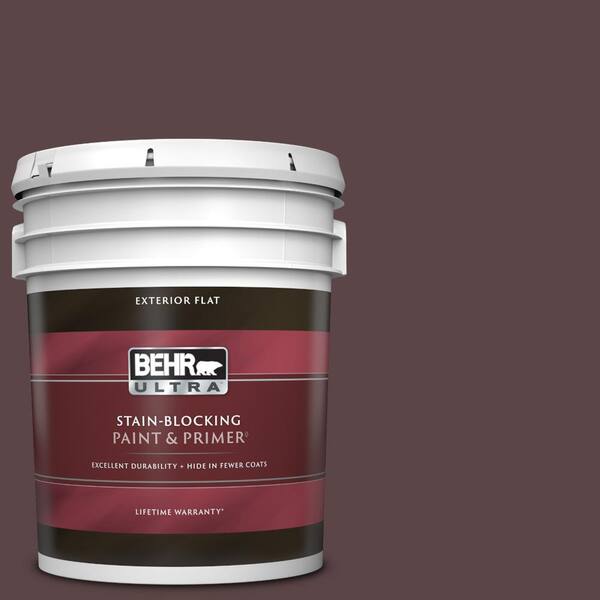 BEHR ULTRA 5 gal. #BNC-31 Mahogany Spice Flat Exterior Paint & Primer
