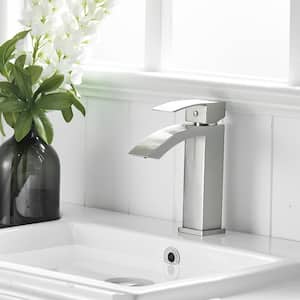 Single Hole Single-Handle Bathroom Faucet with Supply Lines in Brushed Nickel