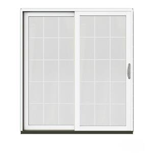 72 in. x 80 in. W-2500 Contemporary Black Clad Wood Left-Hand 15 Lite Sliding Patio Door w/White Paint Interior