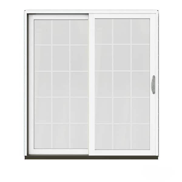 JELD-WEN 72 in. x 80 in. W-2500 Contemporary Black Clad Wood Left-Hand 15 Lite Sliding Patio Door w/White Paint Interior