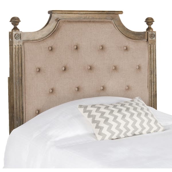 SAFAVIEH White/Beige Twin Upholstered Headboard
