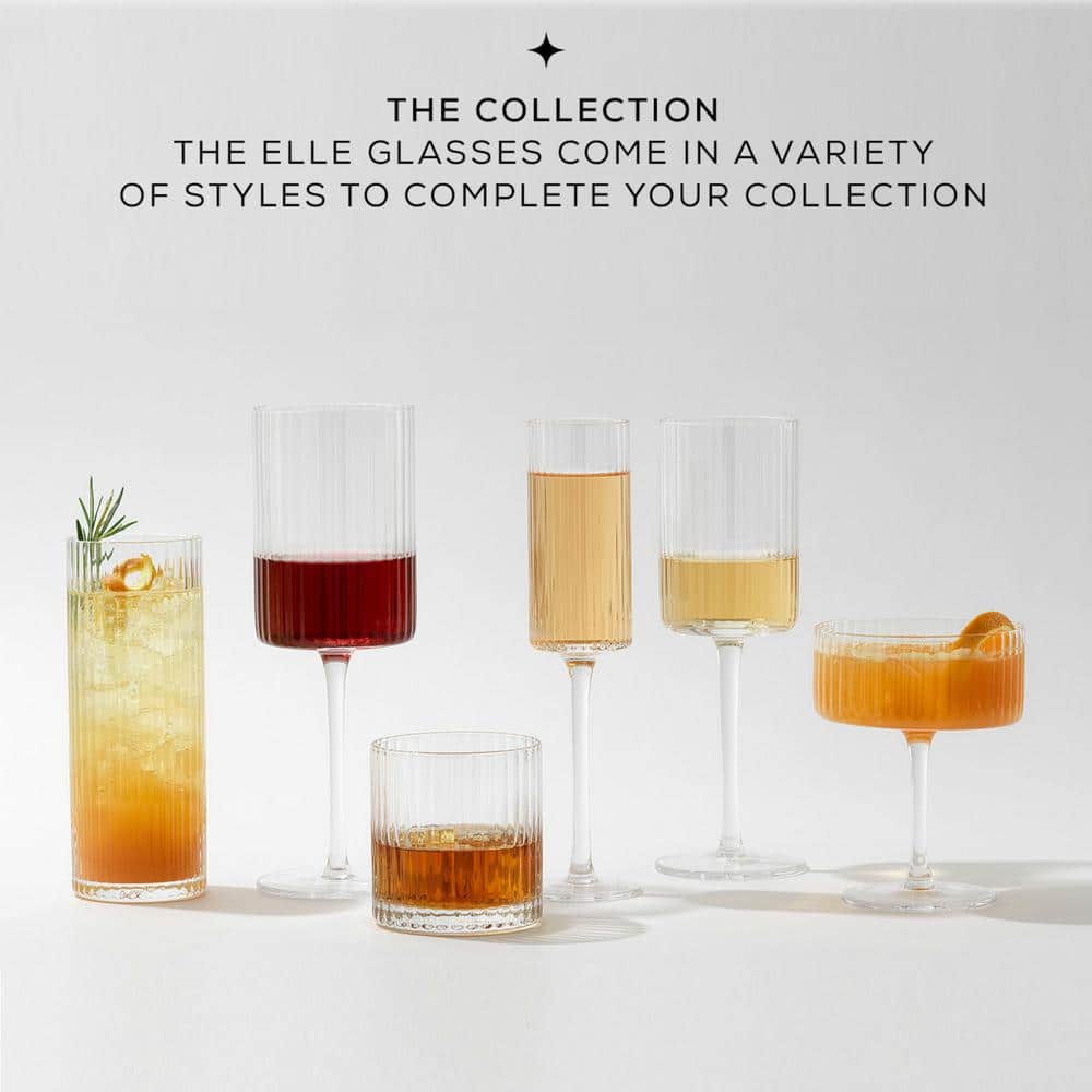 Elle 10oz Clear Fluted Coupe Martini Glasses Set