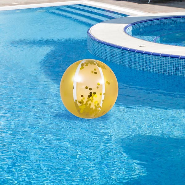 Pool Central Gold Glitter Sequin Inflatable Beach Ball