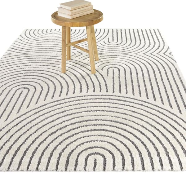 Caserio Cream/Grey 9 ft. x 12 ft. Abstract Area Rug