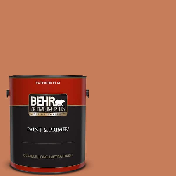 BEHR PREMIUM PLUS 1 gal. #M210-6 Orange Liqueur Flat Exterior Paint & Primer