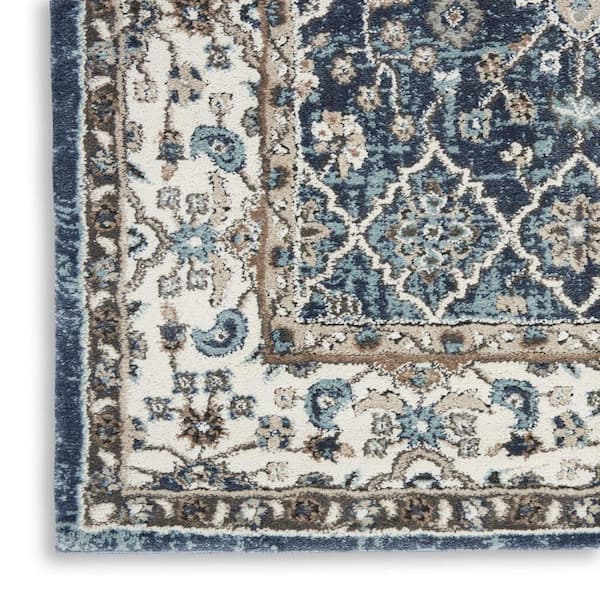 4 ft. x 6 ft. Blue Floral Power Loom Area Rug