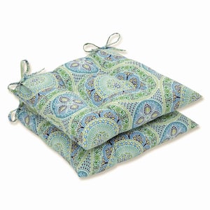 19 in. x 18.5 in. Outdoor Dining Chair Cushion in Blue/Green (Set of 2)