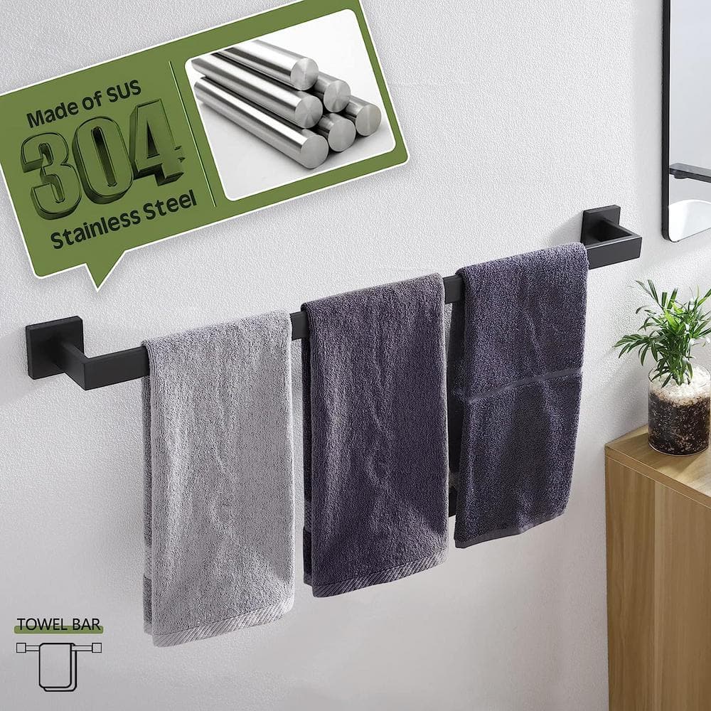 Matte Black 32-Inch Stainless Steel Wall Mounted Towel Bar