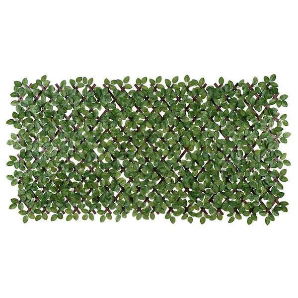 36 in. Green Artificial PVC Expandable Trellis 36 in. x 72 in. Chestnut Leaves