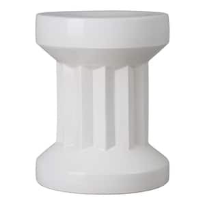 Intrepid 18 in. H Glossy Glaze White Round Ceramic Garden Stool