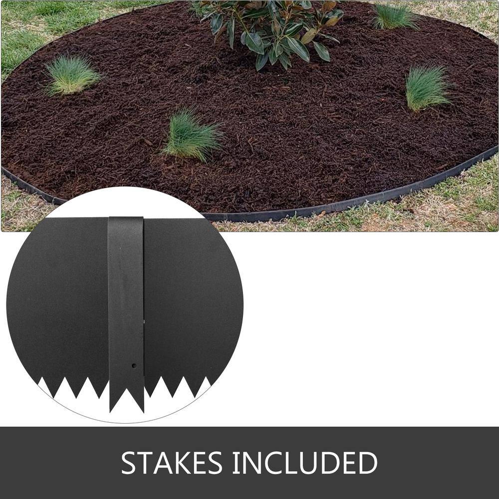 Black Steel Hammer-in Landscape Edging with Clips, 40" x 8", 4-Pack