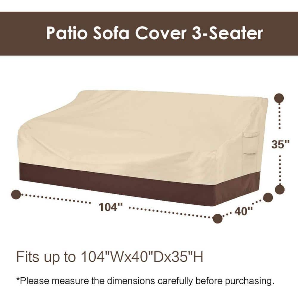 Beige and Brown Heavy Duty Waterproof 3-Seater Patio Sofa Cover