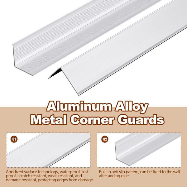 1.2 in. x 4 ft. Aluminum Wall Corner Guard Protectors with 90° for Edge Drywall Decoration, Silver (30-Pack)