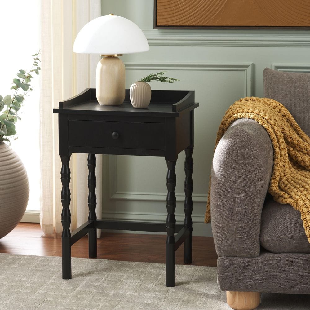 Astaroth 18.9 in. Matte Black Wood End Table