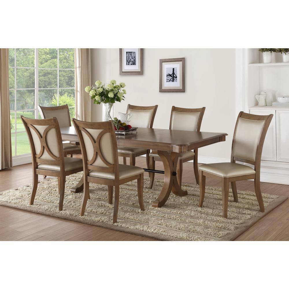 Gray Oak Extendable Rectangular Dining Table for Six