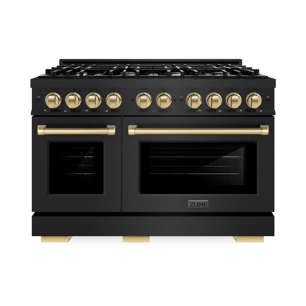 Select 48 in. 8-Burner Dual Fuel Range with Double Oven in Black Stainless Steel and Champagne Bronze price history on PriceWatchPro