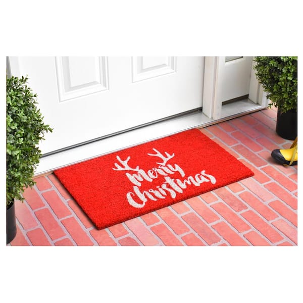 Christmas Antlers Multi-Colored 17 in. x 29 in. Indoor or Outdoor Doormat