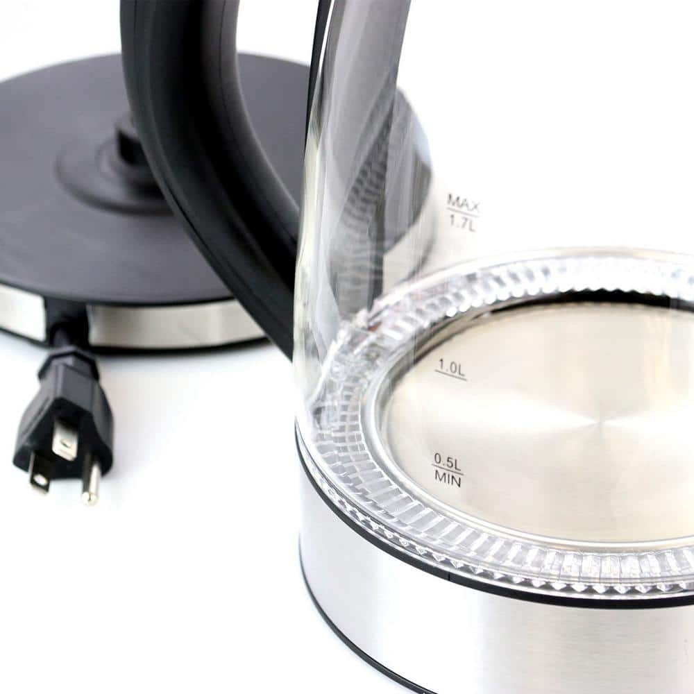 Better Chef 1.7L Cordless Glass and Stainless Steel Electric Kettle