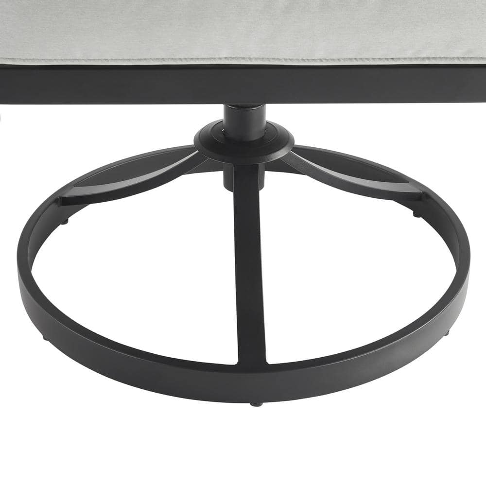 Otto Swivel Outdoor Dining Chair Set with Chevron Gray Cushions