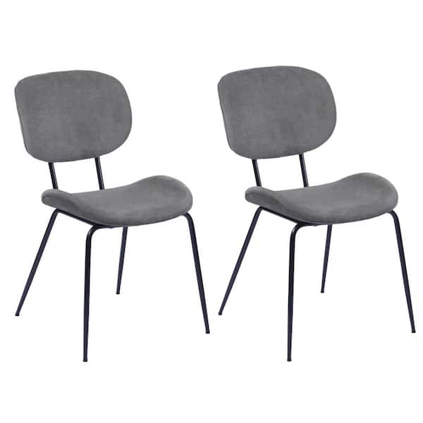 Homy Casa Cleon Grey Fabric Upholstered Side Dining Chairs (Set of 2)