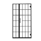 34 in. W x 72 in. H Pivot Semi Frameless Pivot Shower Door/Enclosure in Matte Black with Pattern Glass