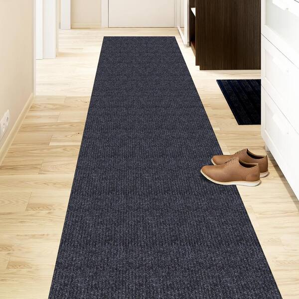 Skid-Resistant Heavy-Duty Carpet Runner - Charcoal Black - 4' x 10