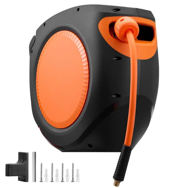 Retractable Air Hose Reel, 3/8in. x 80 ft. Hybrid Hose, 300 PSI, 180° Swivel Wall/Ceiling Mount (1-Pack), 2025 update