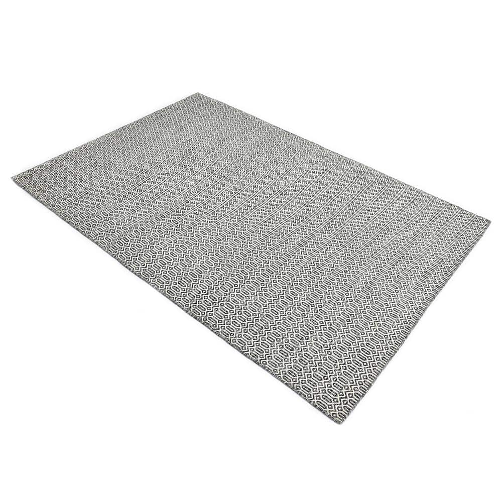Charcoal Geometric Wool 6' x 9' Handmade Flat Woven Rug