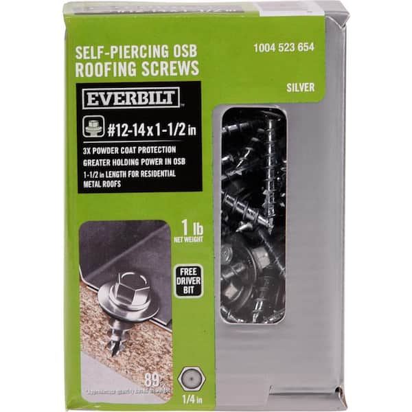 Everbilt #12 x 1-1/2 in. OSB Self Drilling Clear Roofing Screw 1 lb.-Box (89-Piece)