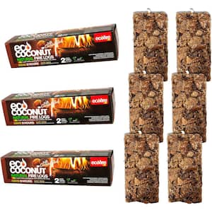 Eco Coconut Super Fire Log 2-Hour Burn Time (3-Pack)