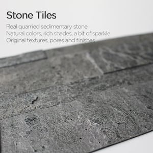 4-sheets Oyster Gray 24 in. x 6 in. Peel, Stick Self-Adhesive Decorative 3D Stone Tile Backsplash (3.87 sq.ft. / pack)