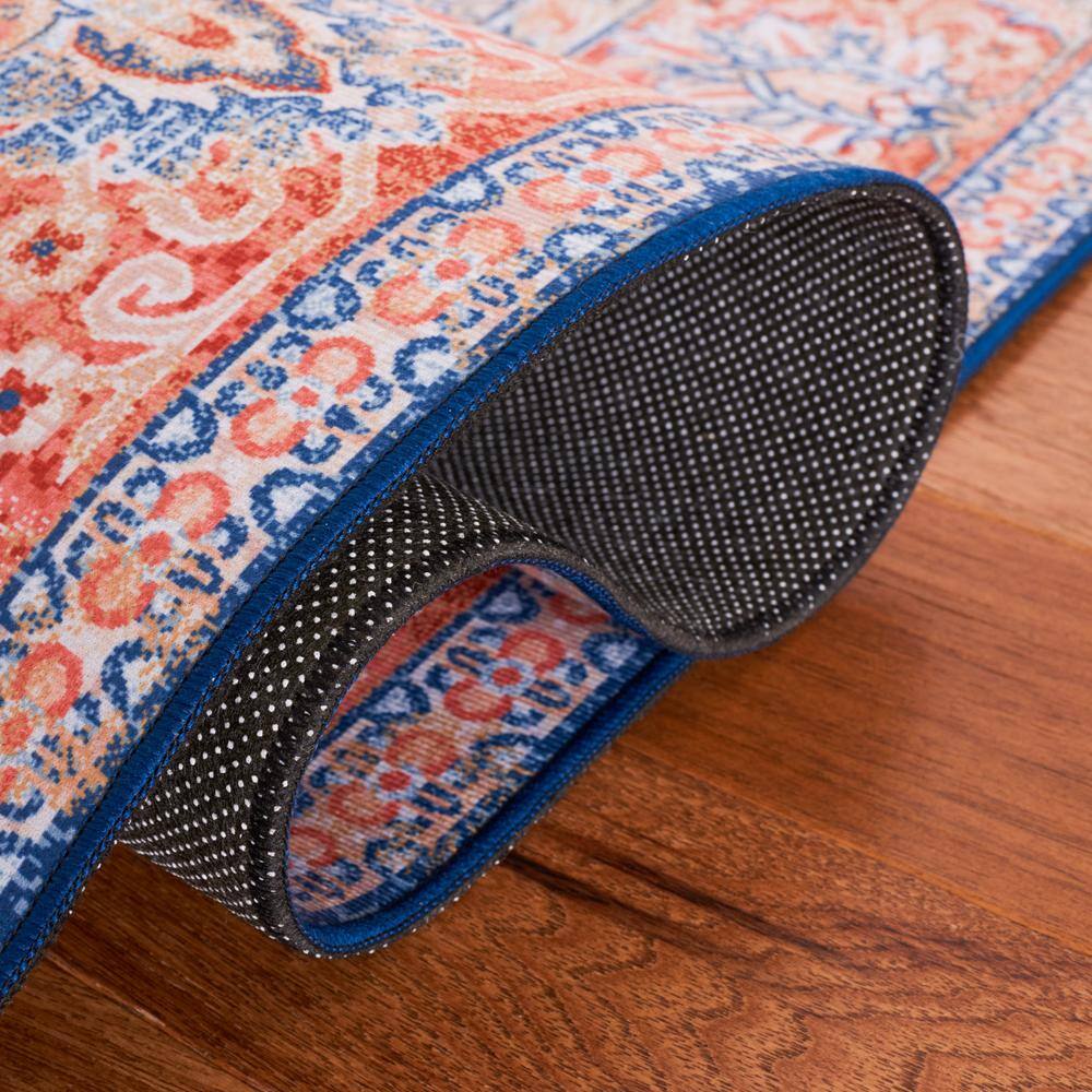 Tucson Contemporary 6' Square Blue Synthetic Washable Rug