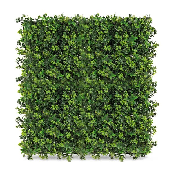 19 in. Green Artificial Mix Leaf 20 in. x 20 in. Foliage Panel 12-Pieces
